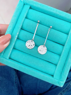 Brincos em aço inox 5cm traço círculo amassado - COD. HA64B - comprar online