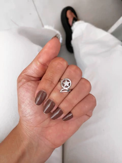 Anel em aço inox estrela lisa círculo detalhe - COD. A426C na internet