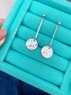 Brincos em aço inox 5cm traço círculo amassado - COD. HA64B na internet