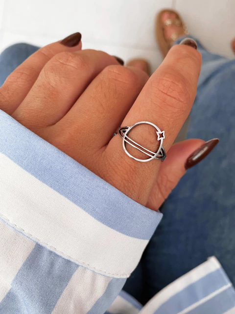 Anel em aço inox planeta saturno - COD. A401a - comprar online