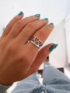 Anel em aço inox coroa corações - COD. A156f - comprar online