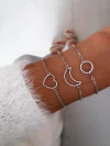 Kit com 3 pulseiras em aço inox círculo, lua e coração - COD. HA212P - comprar online