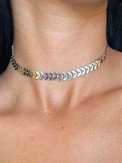 Colar chocker em aço inox espinha de peixe - COD. HA185C - comprar online