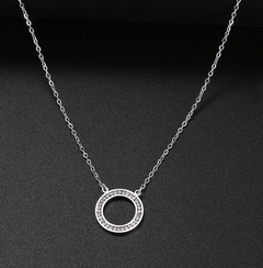 Colar em aço inox círculo cravejado zircônia pandora inspired - COD. HA81C - loja online