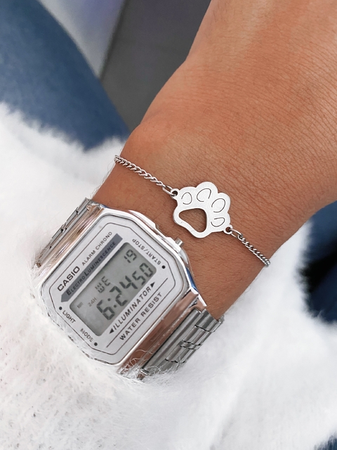 Pulseira em aço inox patinha lisa - COD. HA31P
