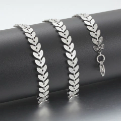 Colar em aço inox ramo de folhas/escamas - COD. HA02C - comprar online