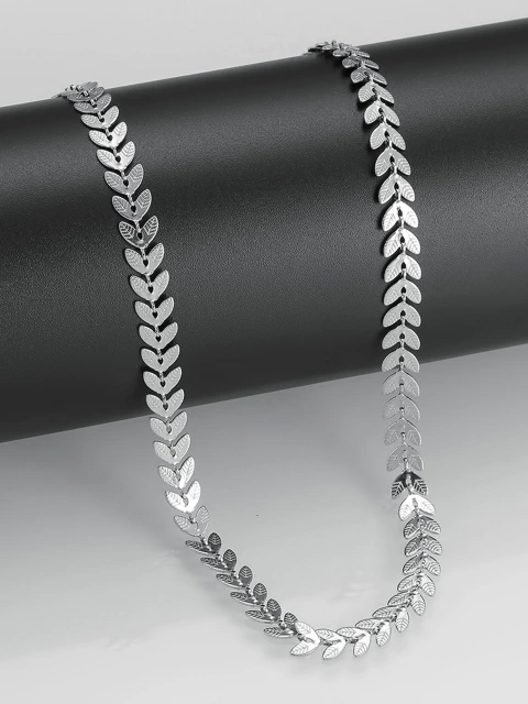 Colar em aço inox ramo de folhas/escamas - COD. HA02C - comprar online