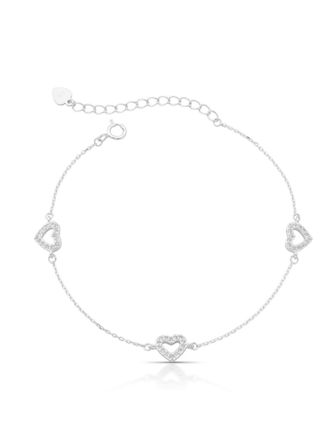 Pulseira 3 corações vazados com extensor - comprar online
