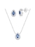 Conjunto Gota cravejada safira azul 45cm