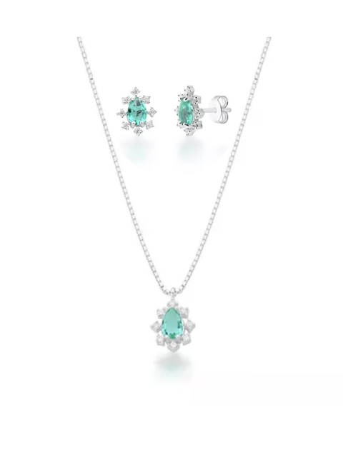 Conjunto gota moldura cravejada turmalina 45cm - comprar online