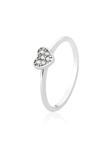 Anel mini coração cravejado