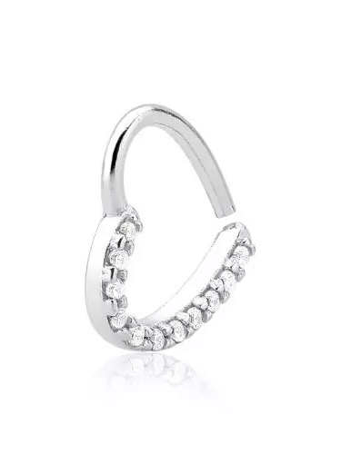 Piercing coração cravejado torção