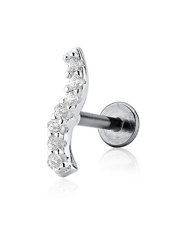 Piercing haste curvado cravejado 10mm