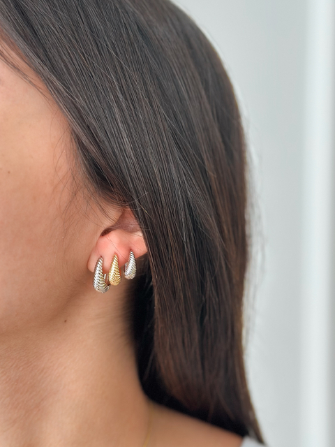 Trio argola click riscada prata e dourado - comprar online