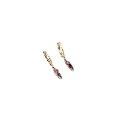Argolinha Com 3 Zircônias Coloridas Folheada A Ouro 18k