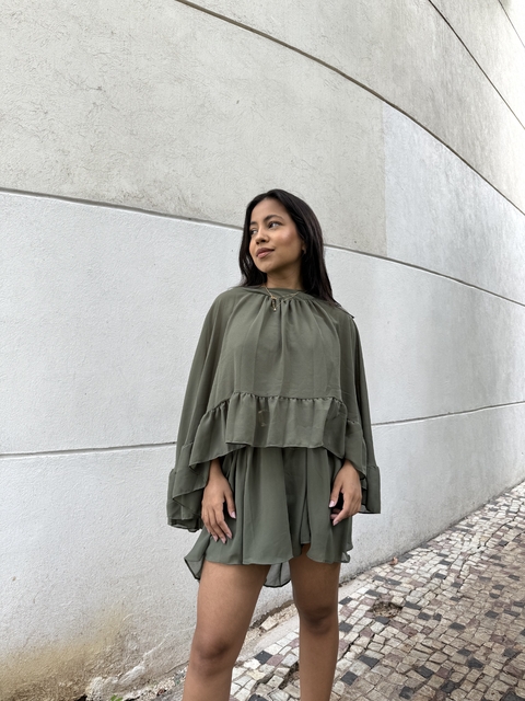 Vestido capa - verde oliva
