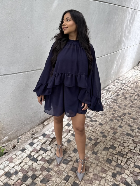 Vestido capa - azul marinho - comprar online