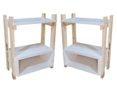 Combo X 2 Mesa De Luz Nordica En Melamina Y Pino Escandinavo