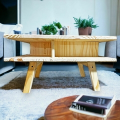 Combo Mesa Ratona + Rack Tv Estilo Escandinavo Pino 1.20mts - MJMADERAS