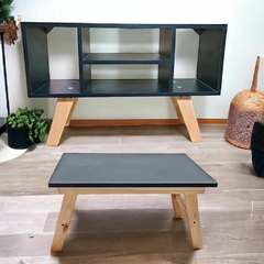 Mesa Ratona + Rack De Tv Escandinavo Nordico En Negro - comprar online