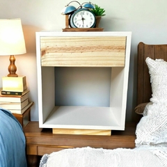 Mesa De Luz De 1 Cajón Moderna En Melamina Mesita Dormitorio - MJMADERAS