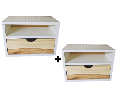 Mesas De Luz Flotante Con Cajones - Combo X 2 Mesas