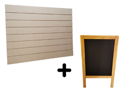 Panel Ranurado Mdf + Letrero Doble Súper Combo