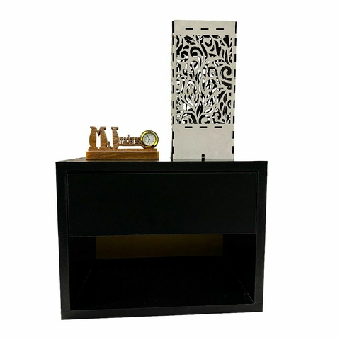 Mesa De Luz Flotante Con Cajones - Nordico Escandinavo Negro