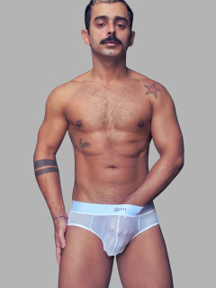 Cueca slip em tule transparente na internet