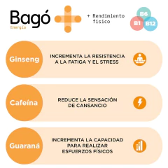 BAGÓ+ ENERGÍA SUPLEMENTO DIETARIO x 30 comp - Farmacia Manes