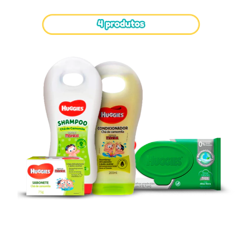 Kit Banho Chá de Camomila - Turma da Monica - Shampoo + Condicionador + Sabonete