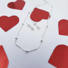 Conjunto de Brincos colar bolinha prata 925 - loja online