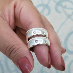 Unidade Aliança Compromisso com Pedra Coração prata 7 mm na internet