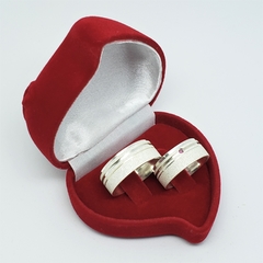 Aliança Compromisso Reta Diamantada prata 8mm - Sublime Alianças