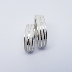Aliança Compromisso Reta diamantada prata 5mm - comprar online