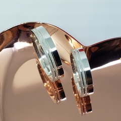 Aliança Compromisso dois frisos diamantados prata 5mm - Sublime Alianças