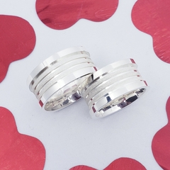 Aliança Sublime Compromisso reta diamantada prata 10mm
