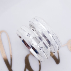 Aliança Compromisso diamantada coração vazado prata 4mm - comprar online