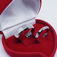 Aliança Compromisso Chanfrada com ródio negro prata par personalizado com 3mm e 6mm - comprar online