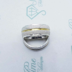 Par Aliança Compromisso Namoro Prata Meia Cana diamantada com canal em ouro 7mm na internet