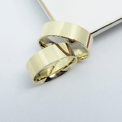 Par de aliança de noivado casamento Reta Polida 5mm ouro 18k - comprar online
