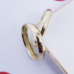 par de aliança em ouro 18k tradicional meia cana abaulada polida