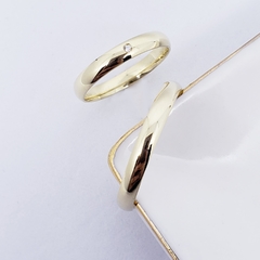 par de aliança em ouro 18k tradicional meia cana abaulada polida 3mm