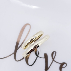 Par de Aliança Casamento Noivado meia cana ouro 18k 3mm - comprar online