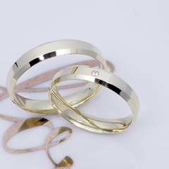 Par de aliança de noivado casamento chanfrada polida 3,5mm ouro 18k - comprar online