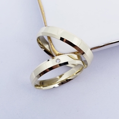 Par de aliança de noivado casamento chanfrada polida 3,5mm ouro 18k na internet