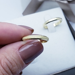 Par de aliança de noivado casamento chanfrada diamantada e polida 3mm ouro 18k - comprar online