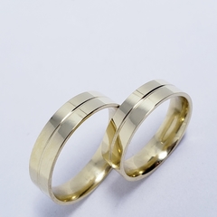 Par de aliança de noivado casamento Reta Polida friso centro 5mm ouro 18k na internet