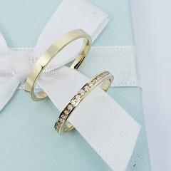Par de aliança slim noivado casamento minimalista reta polida 2mm ouro 18k na internet