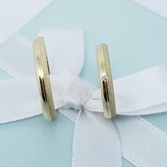 Par de aliança slim noivado casamento minimalista meia cana 3mm ouro 18k